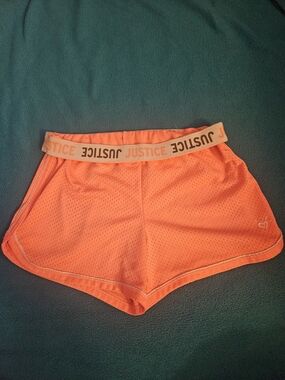 Justice Girls' Neon Orange Athletic Shorts